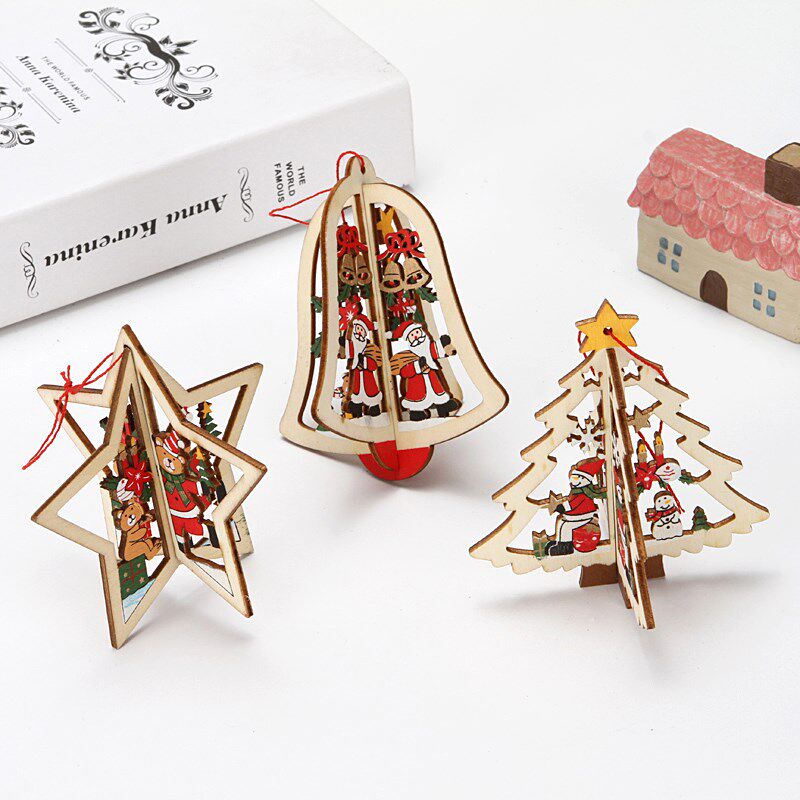 christmas ornament wood piece pendant christmas tree