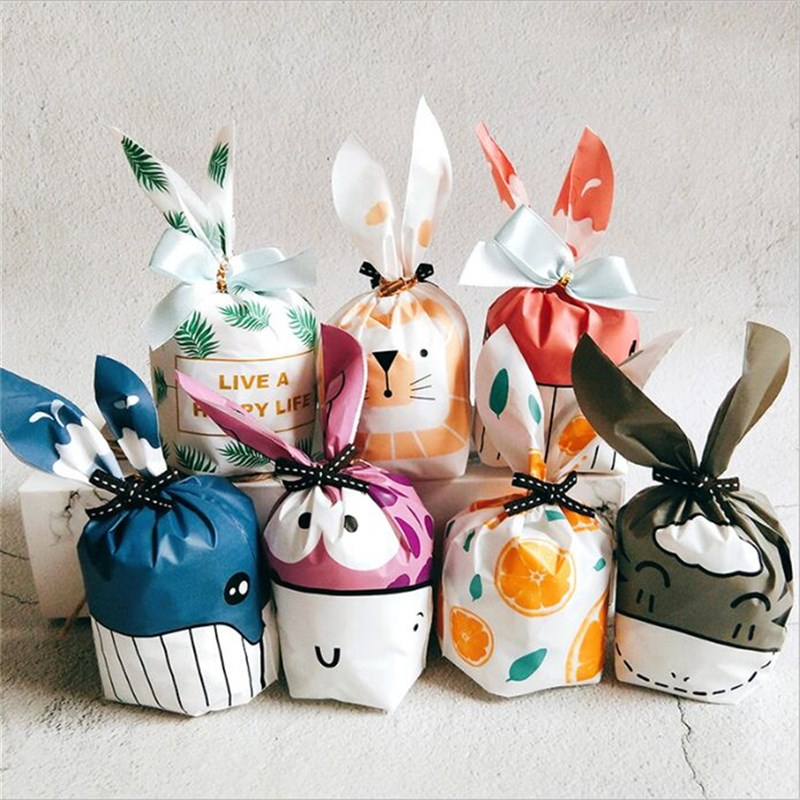 INTEGRITY 10pcs Cute Rabbit Ear Cookie Gift Bag For Easter