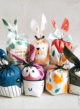 INTEGRITY 10pcs Cute Rabbit Ear Cookie Gift Bag For Easter