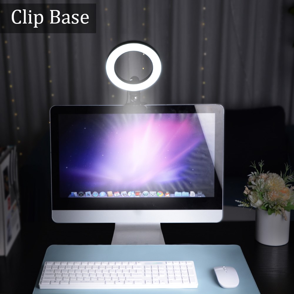 Computer 360° Protable Selfie Ring Light Clip LED Dimmable