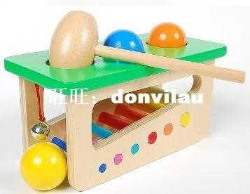 Montessori Baby Kids Toys Wooden Colorful Beating Balls Tink