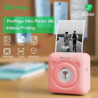 Portable hermal Bluetooth  Printer 203dpi Pink Photo Receipt