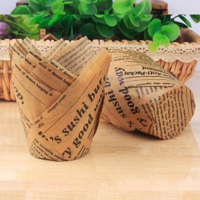 50pcs Newspaper Style Cupcake Liner Baking Cup Gift For Wedd