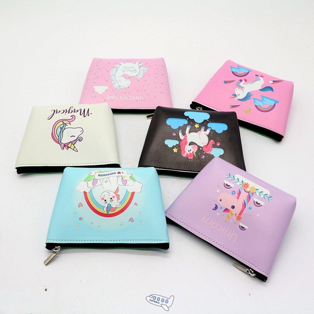 Cartoon Unicorn coin purses women mini wallets cute card hol