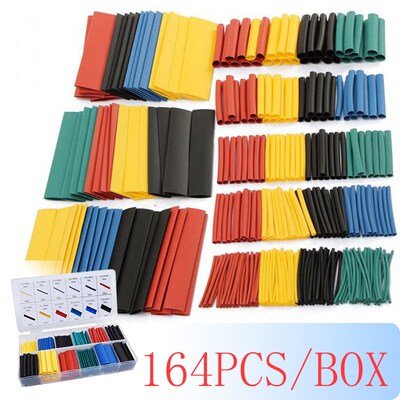 164pcs/box Heat Shrink Tube Kit Shrinking Assorted Polyolefi