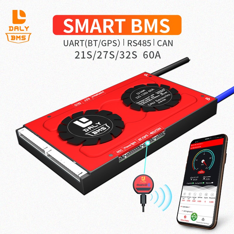 SMART BMS 3.7V lithium 18650 battery 21S 27S 32S 60A common