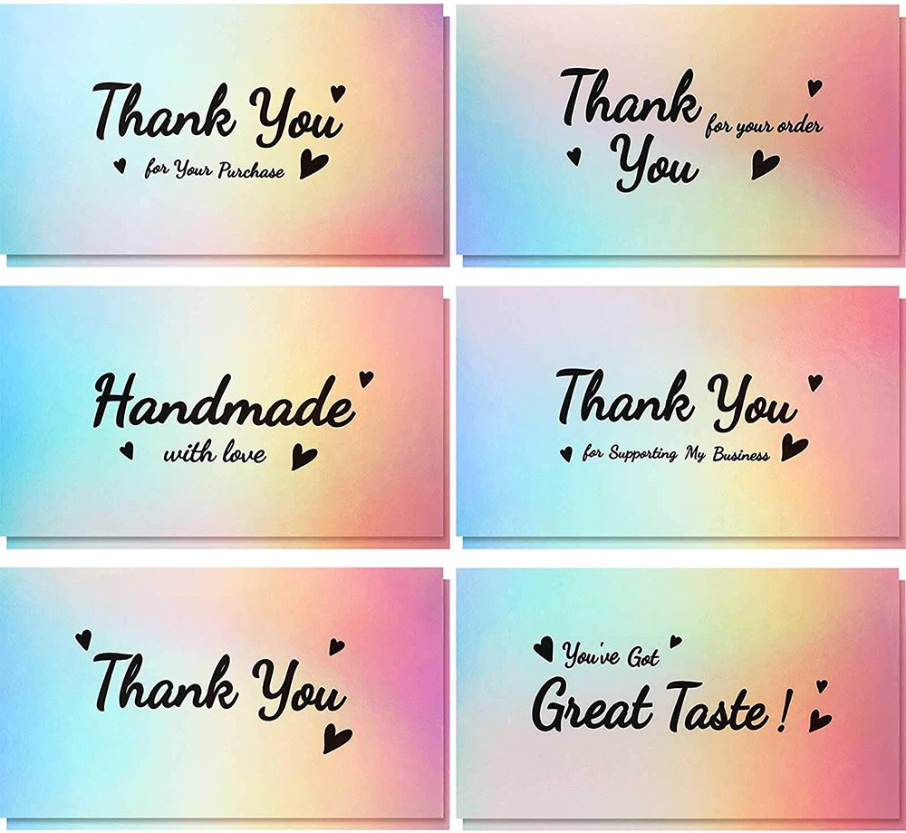 10-50pcs 5*9cm multiple styles laser thank you cards for sup