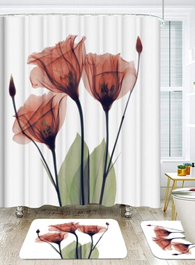 Colorful Tulip Lotus Flower Tree Waterproof Shower Curtains