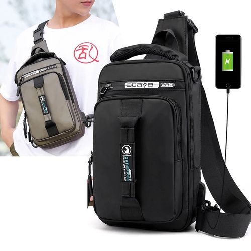 Multifunction Crossbody Bag Men USB Charging Chest Pack Sho