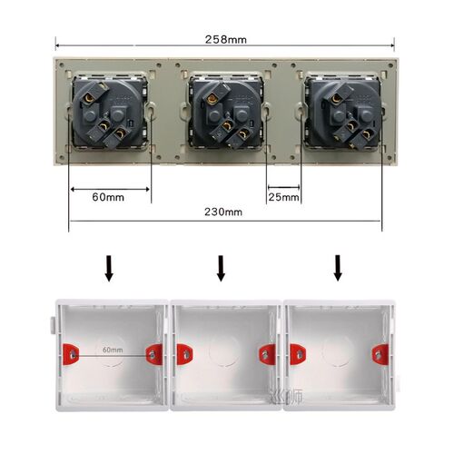 JHJCH Crystal Tempered Glass Panel 2,3 ,4Gang Power Wall Soc