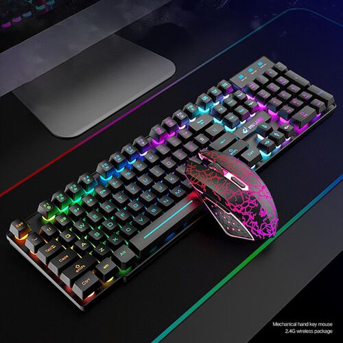 2.4G Rechargeable Wireless Gaming Keyboard and Mouse Set Col