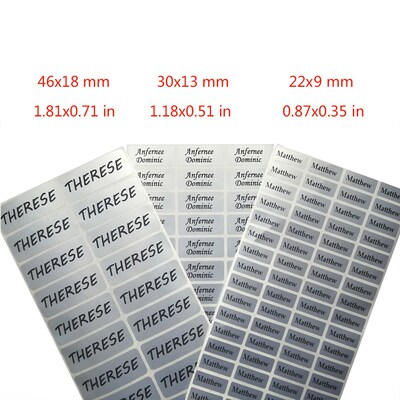 3Size Silver Color Custom Name Stickers Grey Waterproof Pers