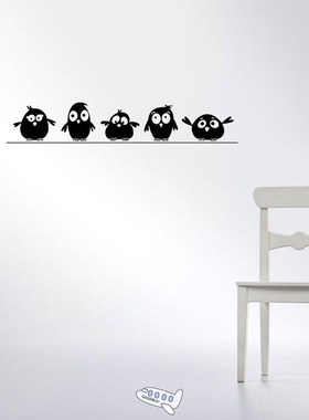 Lovely five birdies Wall Sticker kids rooms living room Back