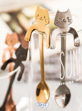 Cute Cat Teaspoons Stainless Steel Cartoon Cat spoons Creati