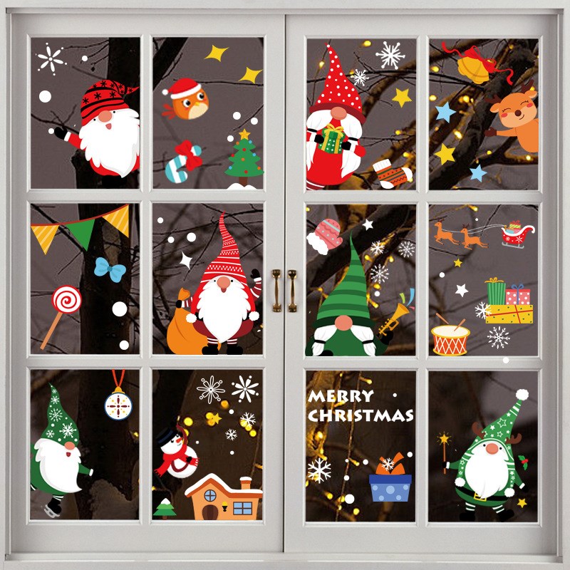 Christmas Glass Stickers 6 Styles Santa Claus Xmas Window St