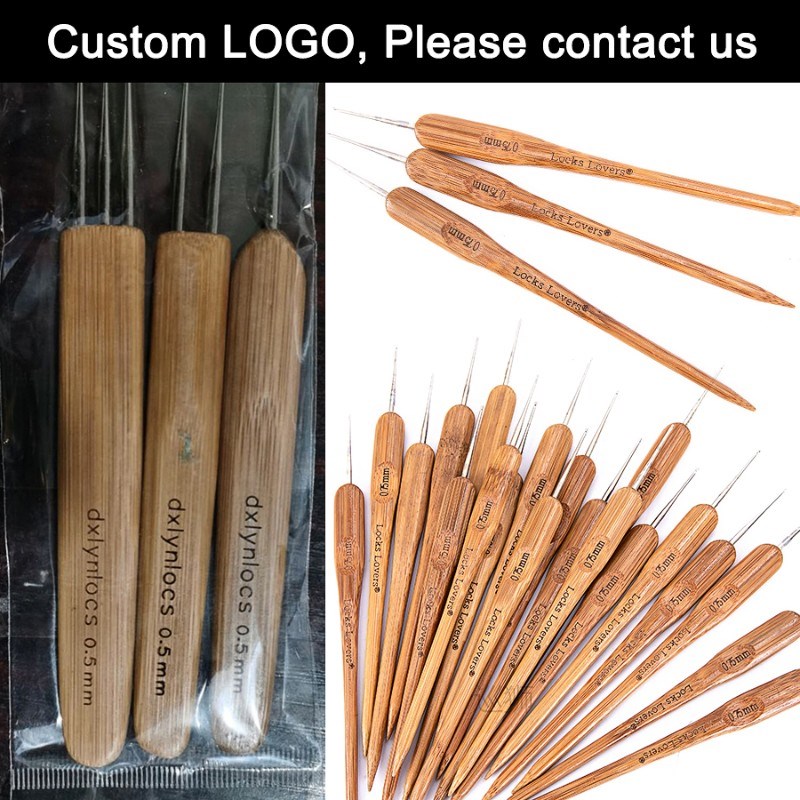 Cheap 3pc/Set 0.5mm 1/2/3 head Bamboo Hair Weaving Crochet N