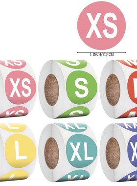 50-500pcs Self Adhesive Sticky Label 1inch Size XS S M X XL