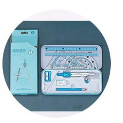 8pcs/set Iron Packaging Compasses Rule Stationery Set For St
