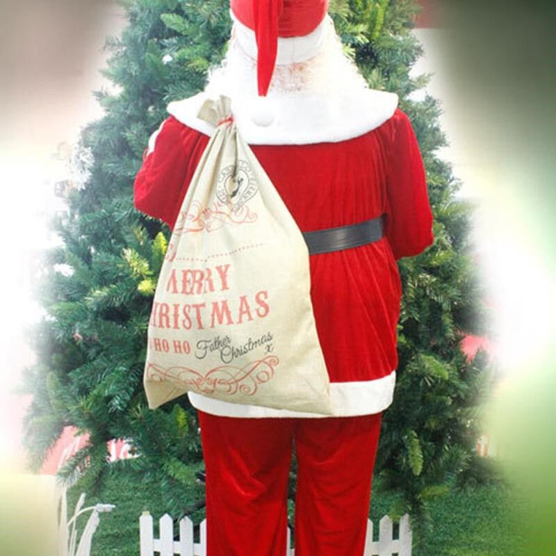 big size merry christmas linen gift bag 2019 santa claus sac