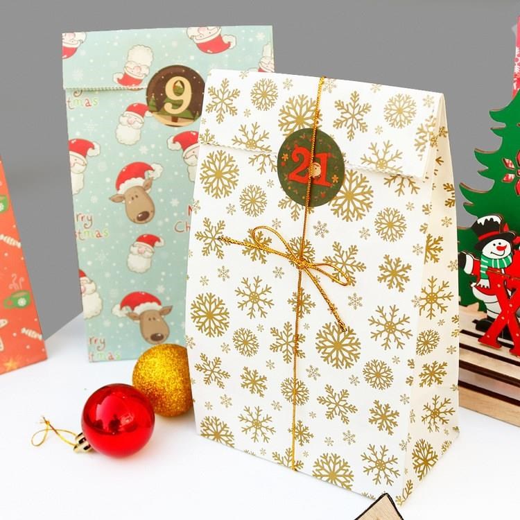 24pcs Christmas gift bag candy snack packaging paper bag