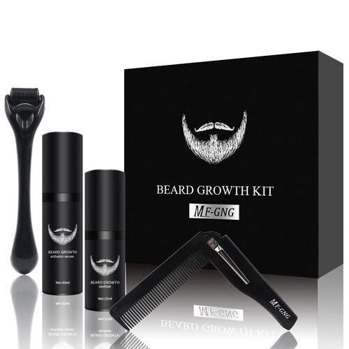 4Pcs/set Beard Growth Kit Hair Growth Enhancer Thicker Oil N