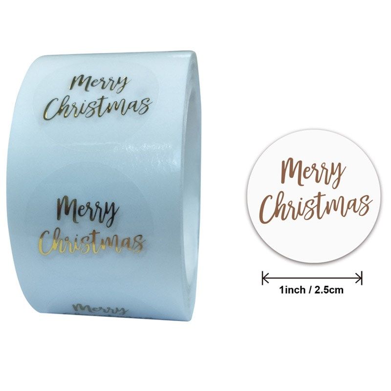 50-500pcs round clear merry christmas stickers thank you car