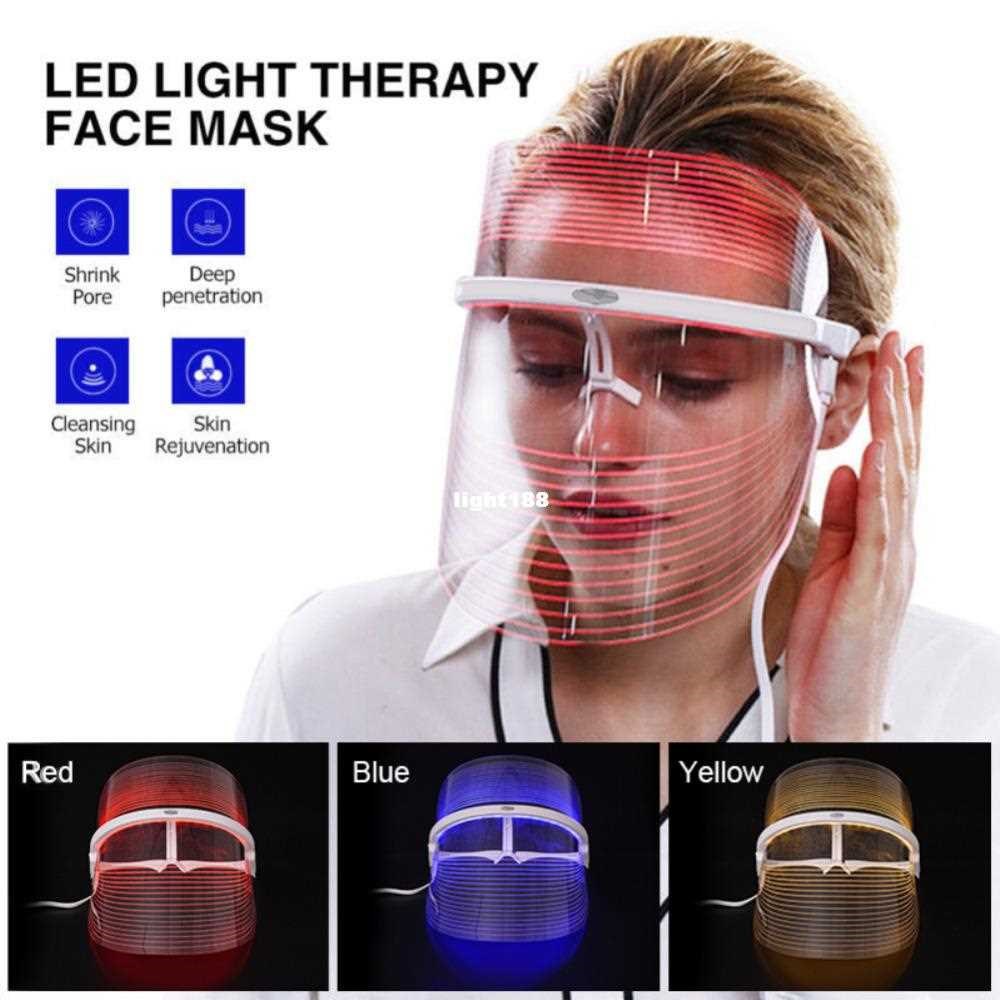 NEW 3 Color LED Light Therapy Face Mask Beauty Instrument Fa图片