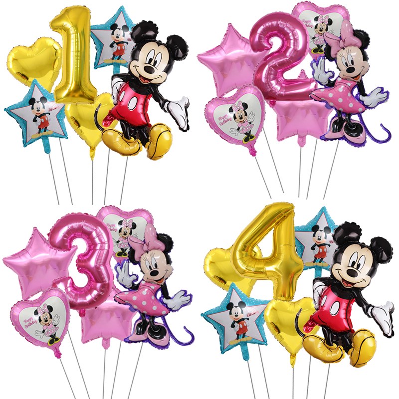 1 Set Mickey Minnie Balloons Birthday Party Decorations Bab