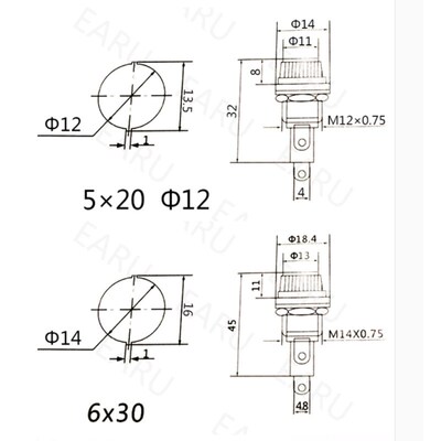 5pcs/lot 5*20 6*30 mm Glass Fuse Holders 5x20 6x30 Insurance
