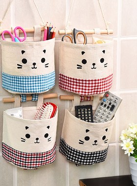 Cotton Linen Haning Organizers Wall Mounted Wardrobe Hanging