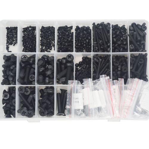 Black Nylon Phillips Pan Flat Head Machine screw Nut Flat Wa