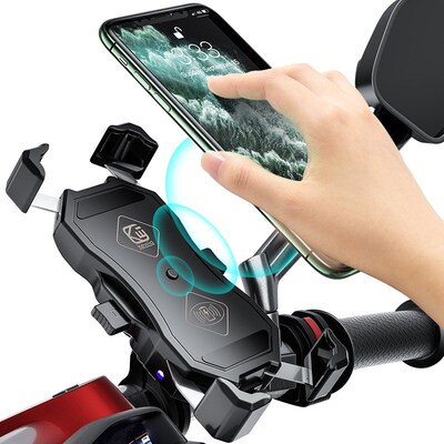 Motorcycle Phone Holder 15W Wireless Smart Charger QC3.0 Wir