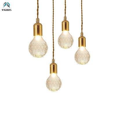 1 Light European Lustre Gold Plated Pendant Light Fabric Cab