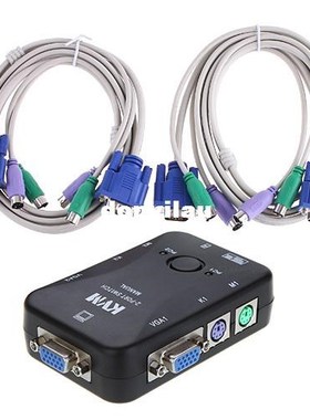 2 Port KVM Switch PS/2 Controller With 2 Cables For PC Free