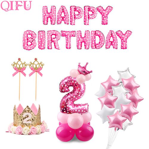 2 Year Birthday Pink Balloons Blue Baby hower Boy Girl I AM