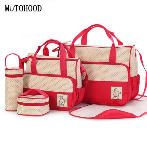 MOTOHOOD 39*28.5*17CM 5pcs Baby Diaper Bag Suits For Mom Ba