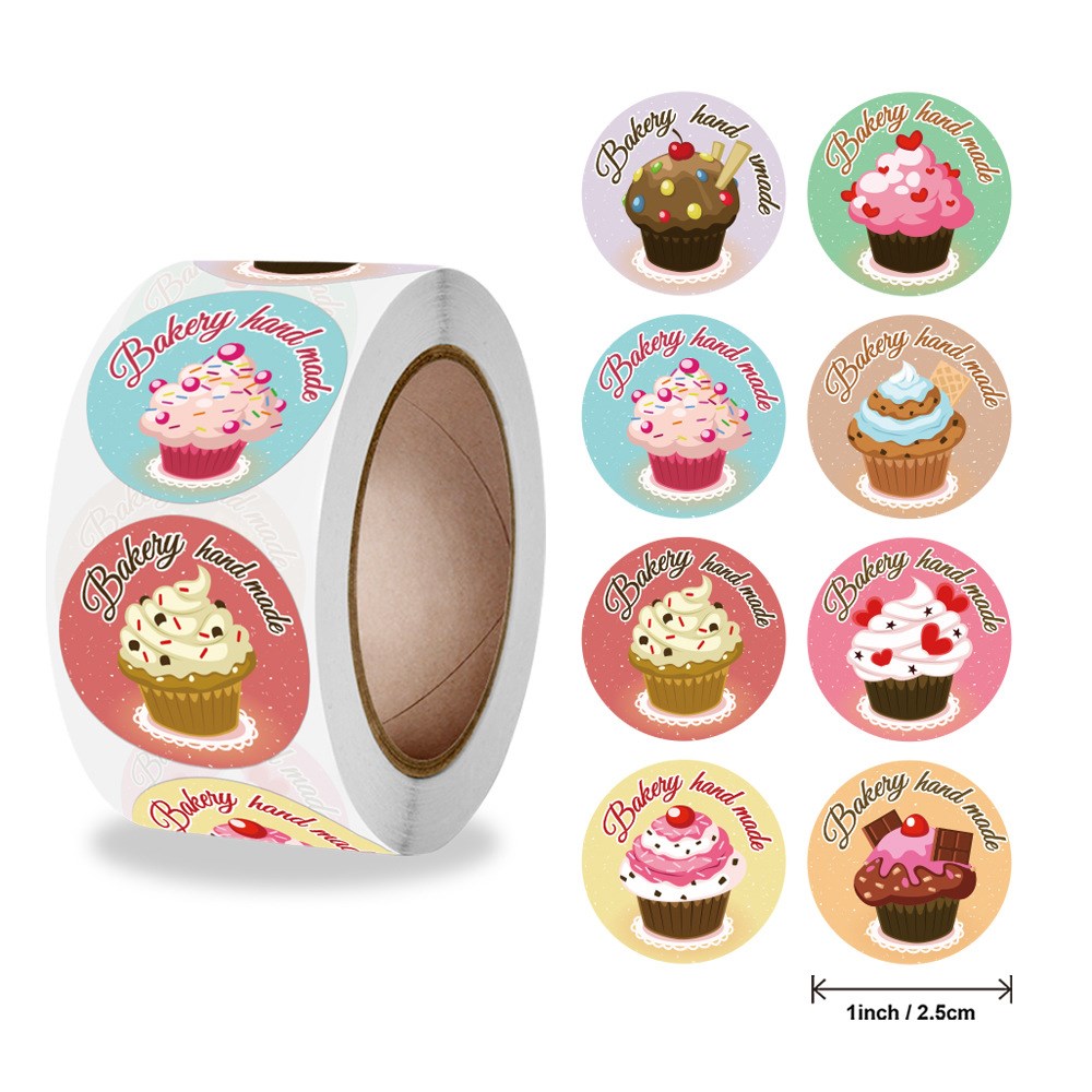 50-500pcs 1inch Cute Cake Baking Handmade Stickers Party Gif