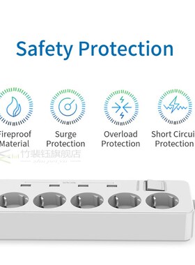 Extension Socket E  5 Ports 4 SB Power Strip for Home Office