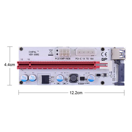 CHIPAL 5pcs VER008S 60cm PCI-E Riser Card 008S PCIe 1x 16x A