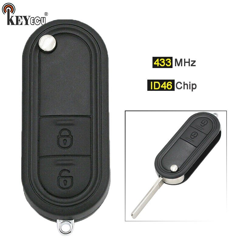 433MHz ID46 chip 2 Button Replacement Flip Folding Remote Ke