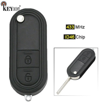 433MHz ID46 chip 2 Button Replacement Flip Folding Remote Ke