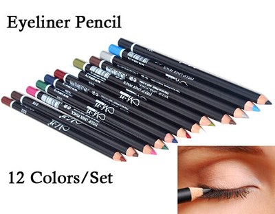 12 pcs/set pro cosmetic makeup eyeliner eye lip liner eyebro