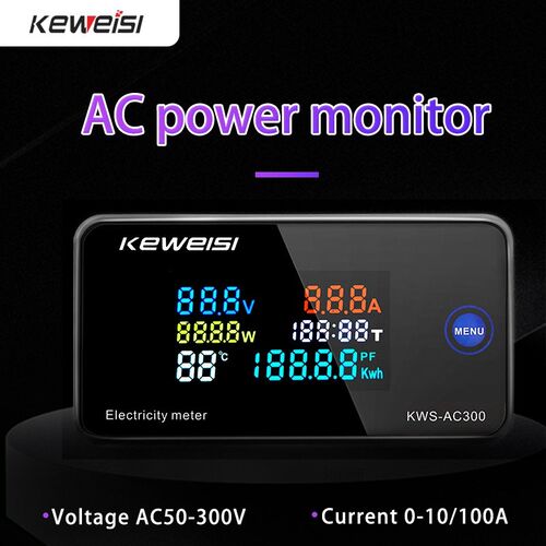 AC 50-300V Voltmeter Ammeter KWS Power Energy Meter LED Digi
