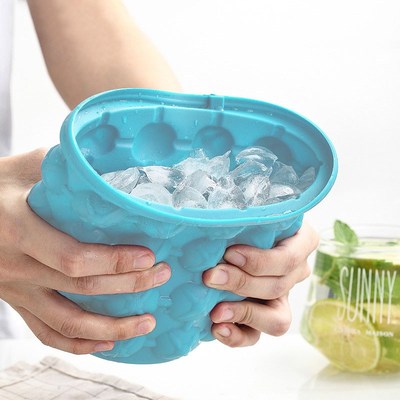 Silicone Ice Cube Bucket Tray With Lid Portable Ice Cube Mak
