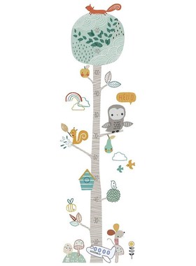 DIY Forest Animal Trees Height Wall Sticker Decor Nordic Mod