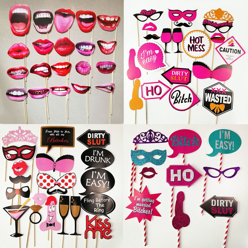 21pcs/set Bachelorette Party Photo Booth Funny Lip Mouth Bri
