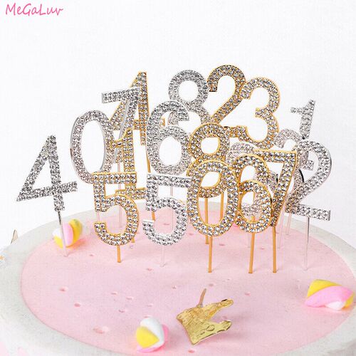Numbers Rhinestone Cake Toppers Shining Birthday Number Cake