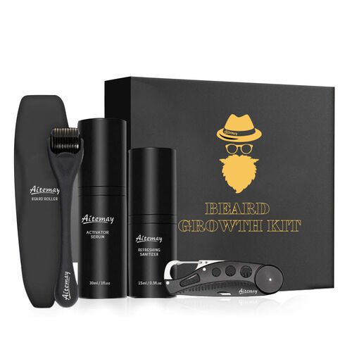 4 Pcs/set Barbe Beard Growth Kit Hair Growth Enhancer Thicke