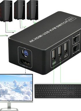 4K Ultra HD For Mouse Keyboard Universal 4 Port Sharing KVM