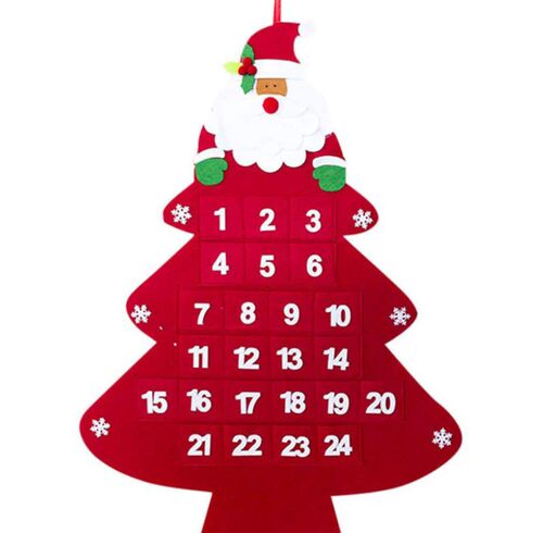 Red Felt Calendar Christmas Tree Santa Claus House Xmas Tree
